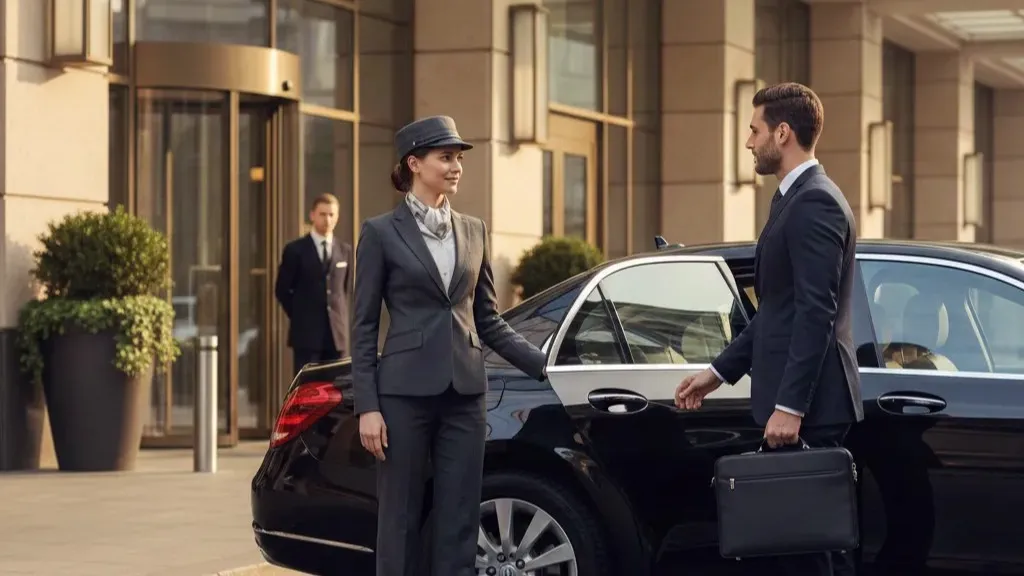 Detailed view of luxury car interior or chauffeur service